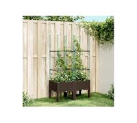 Plantenbak met latwerk 80x40x142,5 cm polypropeen bruin367955