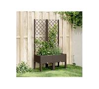 Jardinière avec Treillis, Lit Surélevé de Jardin, Pot de Fleurs, Bac à Plantes, Boîte de Plantation Patio Terrasse Extérieur, Marron PP