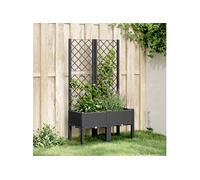 Jardinière avec Treillis, Lit Surélevé de Jardin, Pot de Fleurs, Bac à Plantes, Boîte de Plantation Patio Terrasse Extérieur, Noir PP