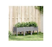 vidaXL Jardinière sur pieds – Lit surélevé bac à fleurs 120x40x42 cm PP Gris 367897
