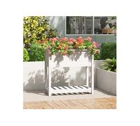 Plantenbak met schap 82,5x34,5x81 cm massief grenenhout wit823760