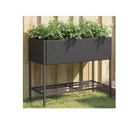 vidaXL Jardinière 366384 avec étagère noir résine tressée