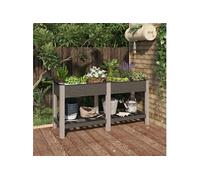 Plantenbak verhoogd met schap 150x50x75 cm HKC grijs362571