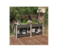 Plantenbak verhoogd met schap 175x50x75 cm HKC grijs362572