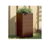 Plantenbakken 2 st 30x30x60 cm poly rattan bruin3210517