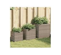 Vidaxl Jardinières D'extérieur 3 Pcs Gris Résine Tressée