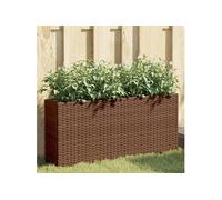 Vidaxl Jardinières Avec 2 Pots 2 Pcs Marron 90x20x40 Cm Résine Tressée