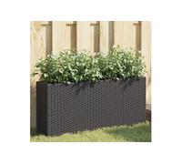 Vidaxl Jardinières Avec 2 Pots 2 Pcs Noir 90x20x40 Cm Résine Tressée