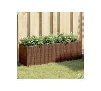 Vidaxl Jardinières Avec 3 Pots 2 Pcs Marron 105x30x32cm Résine Tressée
