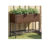 Plantenbakken met schap 2 st 90x40x75 poly rattan bruin3210508