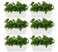 Planter, jardinière 6pcs jardinière de fenêtres ventilées avec drainage pp jardinière rectangle avec plateau 16.9x7.1x6.3 pouces de légumes à fleurs pour jardin de fenêtre de balcon, gris clair, rect