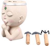 Planter Pot Funny Girl Head Planter Innovative Decorate Resin Succulent Planter for Home Garden (Pot de plantes succulentes en résine pour le jardin)