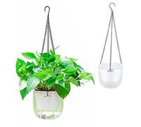 Planter Suspendu Auto-arrosage jardinières suspendues Pots de Fleurs Suspendus intérieurs avec chaînes Panier de Plante Suspendue avec Trous de Drainage pour la Maison 2pcs clairs