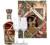 PLANTERAY RUM - XO 20th Anniversary Coffret - Bouteille 70 cl + 2 verres - Rhum Vieux Ambré - Origine : Barbades - Notes de Vanille, Cacao & Epice - 40% Alcool