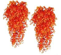 Plantes artificielles à suspendre avec feuillage d'eucalyptus pour décoration intérieure ou extérieure, y compris les chambres, les bureaux, les balcons, les terrasses et les murs (rouge coucher de