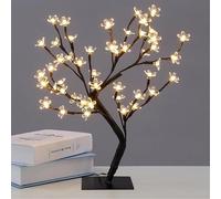 Plantes Artificielles Arbre Artificiel en Fleurs de Cerisier de 18 Pouces avec Lumières, Faux Arbre de Fleur de Cerisier USB avec Lampe LED, Lumières de Fleurs de Cerisier de Chambre à Coucher(S)