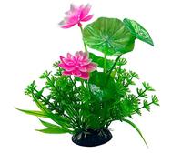 Plantes artificielles en Plastique Décoration, Plantes artificielles for Aquarium, décorations Multicolores en Plastique avec Base en céramique, Lot de 2(C)