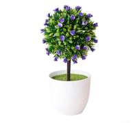 Plantes artificielles en pot avec fleurs vibrantes - Fleurs artificielles en 4 couleurs pour bureau, chambre à coucher, salle de bain, verdure nécessitant peu d'entretien, 25 x 14 cm (violet)