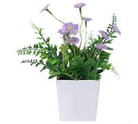 Plantes artificielles en pot de lavande et de rose pour décoration de maison ou de bureau, arrangement de fleurs en soie dans un pot en plastique, 20 à 30 cm de haut, violet/blanc/rose (D)