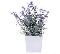 Plantes artificielles en pot de lavande et de rose pour décoration de maison ou de bureau, arrangement de fleurs en soie dans un pot en plastique, 20 à 30 cm de haut, violet/blanc/rose (A)