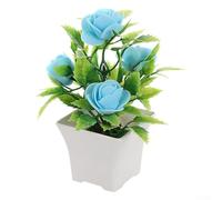 Plantes artificielles en pot en mousse avec des proportions équilibrées pour une cohésion visuelle en groupe (bleu)