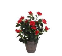 Plantes artificielles en pot - Mica Decorations - Rosier rouge - H33 x Ø25 cm - Aspect naturel - Décoratif