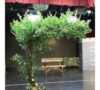 Plantes artificielles grand figuier vert Banianos décoration d'intérieur pour salon, mariage, hôtel, centre commercial 1,2 x 1 m x 3,2 m, fleur de cerisier rose, 2 x 1,8 m