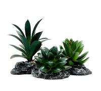 Plantes artificielles pour reptiles, terrarium, décoration de terrarium, désert, forêts tropicales, lézard, dragon barbu, caméléon, gecko, serpent, habitat amphibien, cachette, tortue (vert foncé, lot