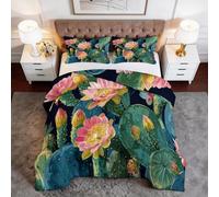 Plantes Cactus Fleurs Couette 4 Saisons sans Housse 200 x 200 cm - Édredon Réversible Forêt Tropicale Humide Lavable en Machine Ultra Douce, Ensemble de Literie avec 2 Taies d'oreiller 65 x 65 cm