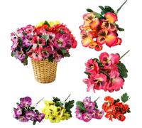 Plantes de Fleurs artificielles 6pcs Bouquets en Soie en Plastique Fausses Petites Fleurs Sauvages décoration pour Jardin de Jardin fête Mariage paniers Suspendus artificielles artif