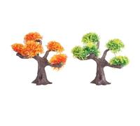 Plantes de Poisson artificielles Plantes réalistes décorations d'aquarium vibrantes pour Le Poisson-Aquarium Enrichment PVC Plastique 10.63x9.06x8.66 Pouces 2 pcs (Vert Jaune + Jaune)
