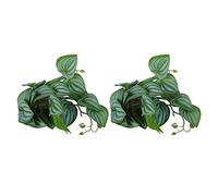 Plantes de reptiles artificielles, vignes en plastique réalistes avec ventouses pour décorations d'aquarium, ensemble de 2 pièces, simulation d'environnement de forêt tropicale (feuilles de pastèque)