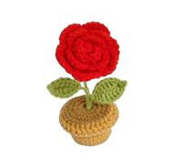 Plantes en pot de roses rouges au Crochet Fait-Main avec - Cadeau Inspirant pour Anniversaire et Fête des Mères - Décoration Maison Unique pour Femme et Fille