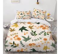 Plantes et Fleurs Housse de Couette 160x200 Parures de Lit 1 Personne Imprimé 3D Microfibre Douce Style Moderne Housses Couette avec 2 Taies d'oreiller et Fermeture Éclair h.4767