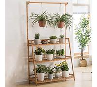 Plantes éTagèRe Étagère à plantes suspendue en bambou à 3 niveaux, étagère d'extérieur pour plantes, étagère pour jardinière, organisateur de pots de fleurs, étagère de présentation pour plantes, pour