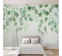 Plantes Feuilles Vertes Simplicité Dessin À La Main Art Papier Peint 3d Moderne Soie Texturée Haut De Gamme IdéAl Pour Le Salon Et La Chambre à Coucher-300cm×210cm