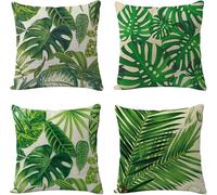 Plantes FeuillesLot de 4 Housse de Coussin Doux imperméable 60x60cm Géométrique Moderne Vert Printemps Été Carré Taie d'oreiller Décoratif Pour canapé/maison/lit/bureau/café/jardin/extérieur S-1942