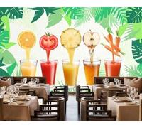 Plantes Minimalistes Feuilles Vertes Fruits Boissons Papier Peint 3D Installation Facile Intissé Tapisserie Bureau Salon Canapé Chambre Décoration Murale-300cm×210cm