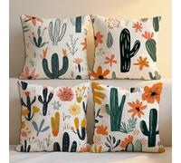 Plantes Naturelles Coussin Exterieur 90x90 cm Impermeable Lin Grand Coussin Canape Floral Housse Chaise Lot de 4 Jardin Taie d'oreiller pour Salon de Jardin Patio Banc Décoration, Cadeau Femme b-1480