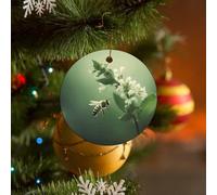 Plantes qui attirent les abeilles - Ornements de sapin de Noël en céramique de forme ronde - 1 pendentif à suspendre - Décoration de sapin de Noël 2024 pour fête de famille