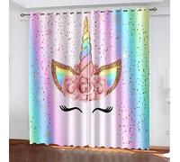 Plantes Rideau À Oeillet 2 Panneaux De Salon Chambre Enfant,3D Imprimé Licorne Arc-En-Ciel Motif Rideau Pour Enfant Fille,Moderne Rideaux Exterieur Bureau Hôtel 2 X 75 X 166 Cm -5H8Q4A6P1U1Y3A6N2A0N4C