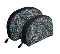 Plantes succulentes fraîches imprimées, Trousse de Maquillage Coquille Femme Petit Porte-Monnaie Trousse de Toilette Trousse à cosmétiques 2 pièces