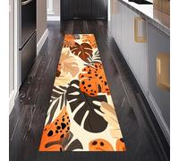 Plantes Tropical Feuilles De Palmier Tapis de Passage 50 x 150 cm, Jungle Monstera Safari Tiere Léopard Tapis Cuisine Antidérapant Lavable, Carpet pour Salon Chambre à Coucher Descente de lit Entree