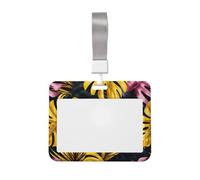 Plantes tropicales avec porte-badge coulissant doré en plastique rigide pour cartes de travail, porte-nom pour infirmières et bureau