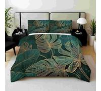 Plantes Tropicales Housse de Couette 240x260 ThèMe Tropical 3 Piè Parure de Lit Microfibre avec Fermeture Éclair, Parure de Couette avec 2 Taie Oreillers 65x65cm F1416