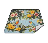 Plantes tropicales perroquets animaux tapis de jeu extérieur imperméable XXL couverture de camping en plein air pliable pour herbe concert couverture estera para playa