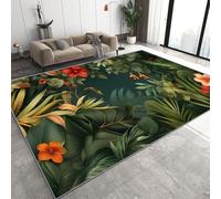 Plantes Tropicales Tapis 50 x 80 cm Fleurs Jungle Antidérapant Lavable Tapis de Sol Doux Facile d’Entretien Petit Rug de Chevet pour Chambre Entrée Q-189