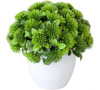 Plantes vertes artificielles en pot, 17 x 16 cm, fausse boule de bonsaï en plastique pour la maison, le bureau, design réaliste, verdure d'intérieur nécessitant peu d'entretien, décoration de table