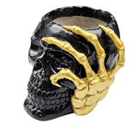 Planteur de crâne - pot à tête squelette artisanale, vase à fleurs gothiques | Décoration spooky polyvalente avec sculpture détaillée, décor de crâne extérieur intérieur pour halloween jardin de vacan