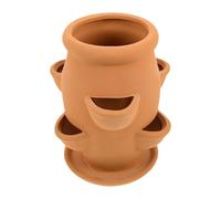 Planteur De Fraises En Terre Cuite - Pot De Fleurs Vertical, Conteneur De Jardin Multicouche, Support De Culture De | Conception Classique En Argile Avec Support De Plateau Inférieur Intégré Po